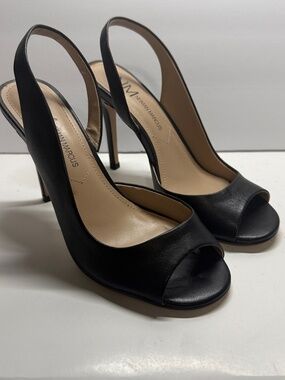 Neiman Marcus Raz Slingback black leather heels